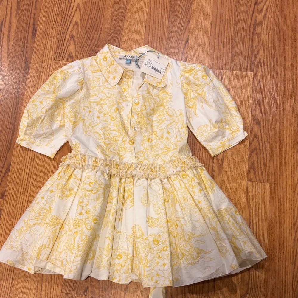 Children's Yellow Floral Button-Front Dress